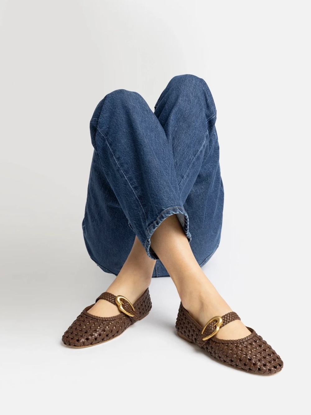 Larroude Verona New Macrame Mary-Jane Flats Brown